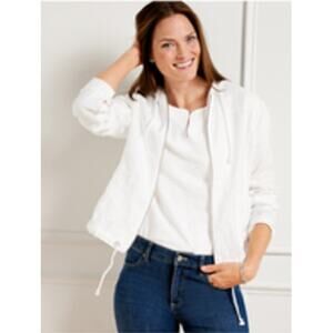 Talbots Women's sz S 100% Linen hooded lightweight jacket